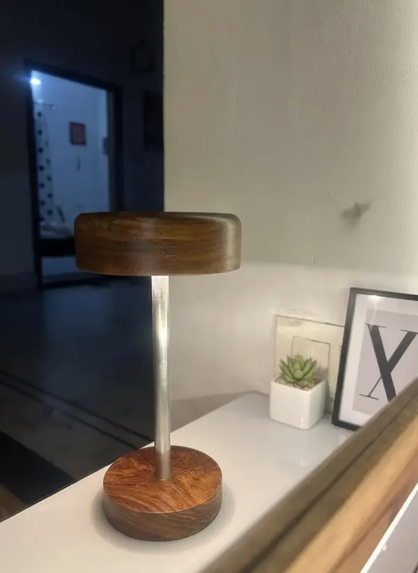 Rosewood_&_Stainless_Steel_Led_Table_Lamp_–_Modern_Minimalist_Elegance
