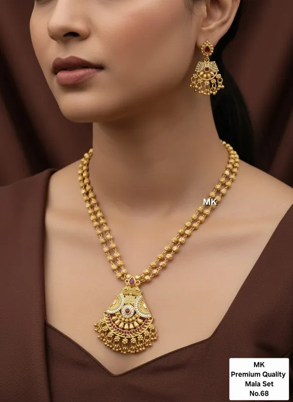 High_Gold_Pleated_Premium_Quality_Mala_Set__For_Women