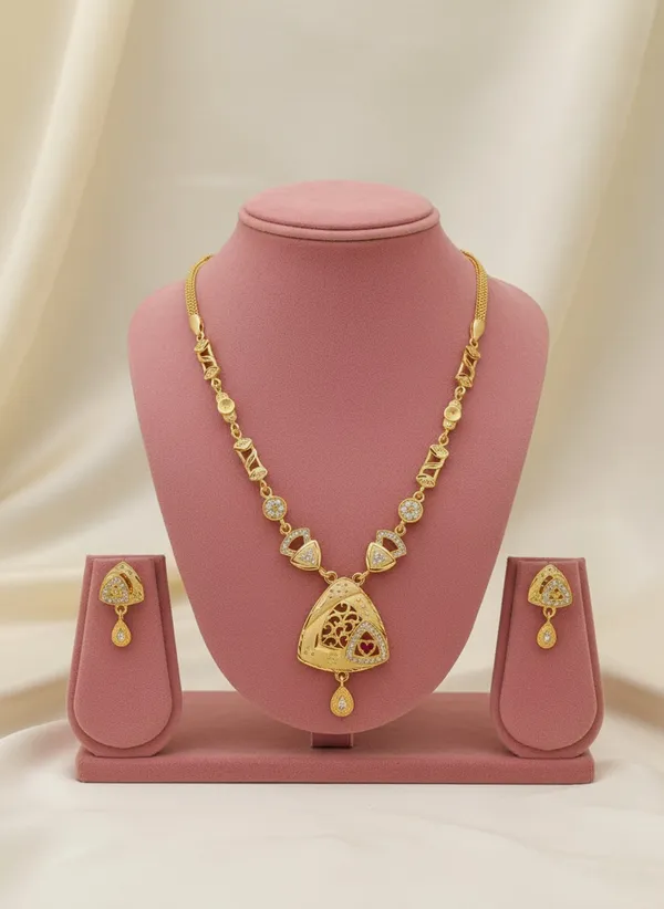 High_Gold_Pleated_Daily_Wear_Pendant_Set_Premium_Quality_For_Women