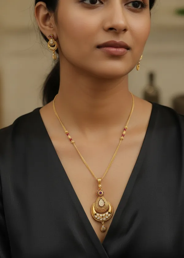 Gold_Pleated_Pendant_Set_Premium_Quality_For_Women