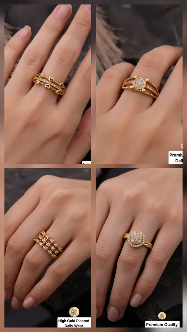 Gold_Pleated_4_Pisces_Adjustable_Ring_Combo_Free_Size__For_Women