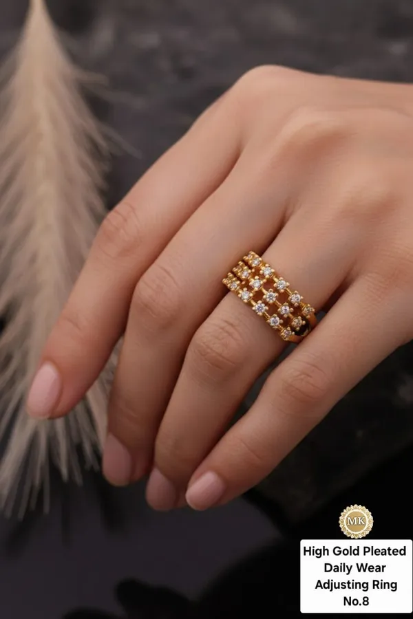 Gold_Pleated_4_Pisces_Adjustable_Ring_Combo_Free_Size__For_Women