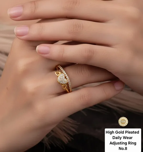 High_Gold_Pleated_Bangels_+_Ring_Combo_(_Free_Size_Bangals_)_For_Women