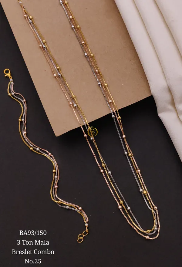 High_Gold_Pleated_Chain_And_Breslet_Premium_Quality_For_Women
