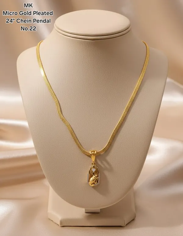 High_Gold_Pleated_Chain_Pendant_Premium_Quality_For_Women