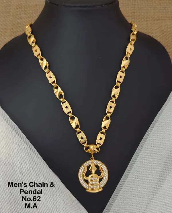 High_Gold_Pleated_Chain_Pendant_Men'S_Premium_Quality_For_Women