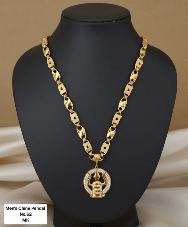 High_Gold_Pleated_Chain_Pendant_Men'S_Premium_Quality_For_Women