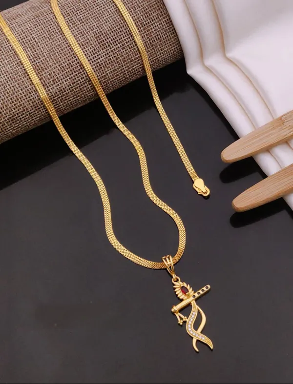 High_Gold_Pleated_Chein_Pendant_For_Women