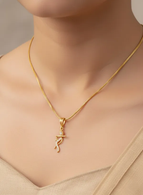High_Gold_Pleated_Fancy_Chein_Pendant_Premium_Quality_For_Women