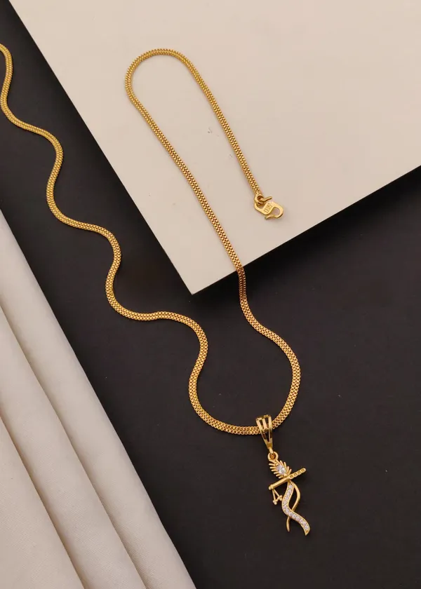 High_Gold_Pleated_Fancy_Chein_Pendant_Premium_Quality_For_Women