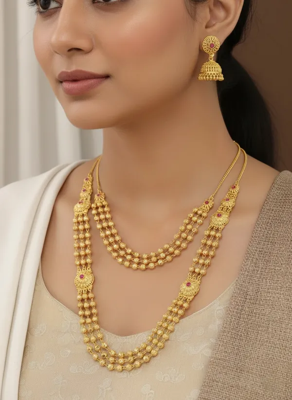 High_Gold_Pleated_Mala_Set_Combo__For_Women
