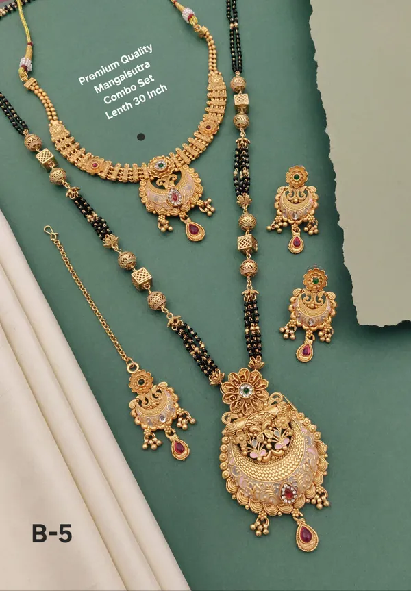 High_Gold_Pleated_Mangalsutra_Combo_Set_Premium_Designer_For_Women