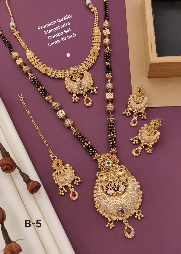 High_Gold_Pleated_Mangalsutra_Combo_Set_Premium_Designer_For_Women