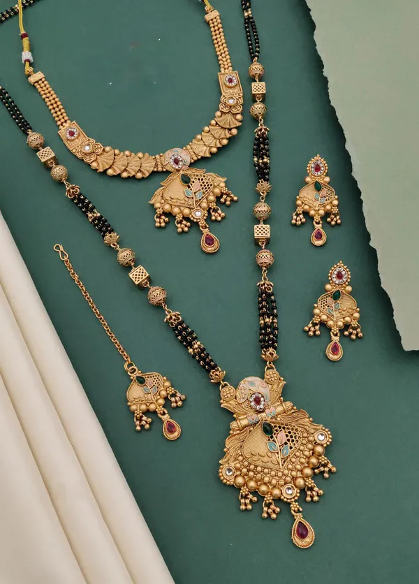 High_Gold_Pleated_Mangalsutra_Combo_Set_Premium_Quality_For_Women