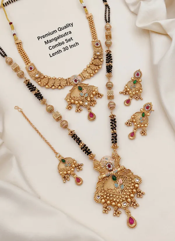 High_Gold_Pleated_Mangalsutra_Combo_Set_Premium_Quality_For_Women