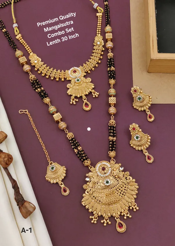 High_Gold_Pleated_Mangalsutra_Combo_Set__Premium_Designer_For_Women
