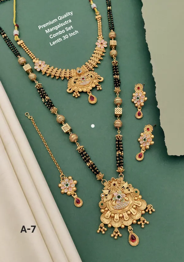 High_Gold_Pleated_Mangalsutra_Combo_Set_For_Women