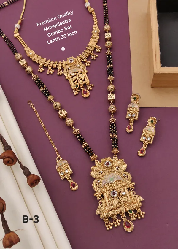 High_Gold_Pleated_Mangalsutra_Combo_Set_For_Women