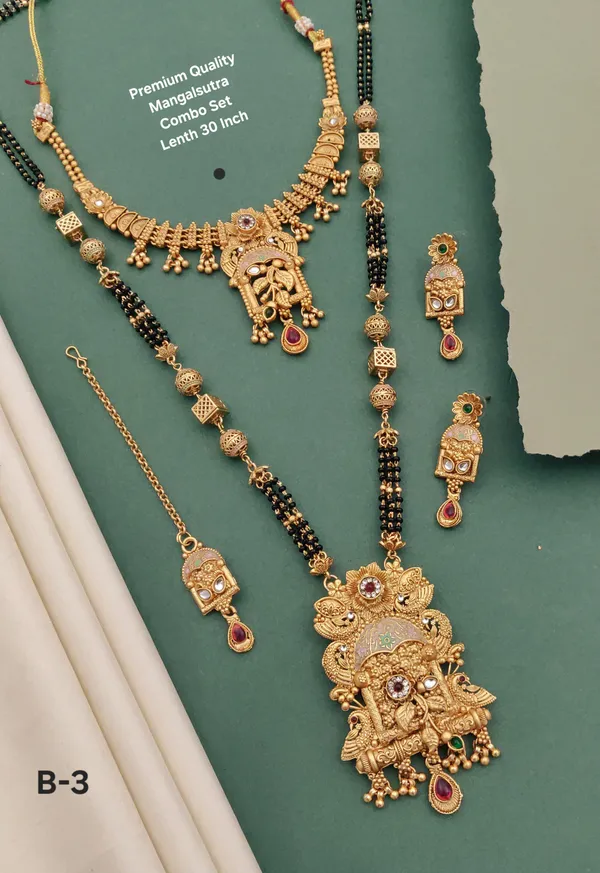 High_Gold_Pleated_Mangalsutra_Combo_Set_For_Women