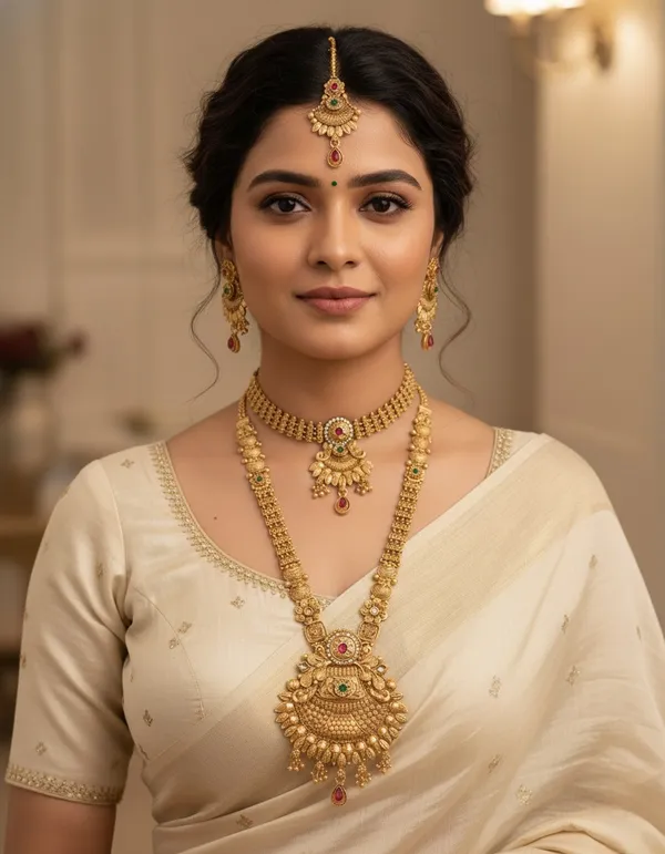 High_Gold_Pleated_Necklace_Combo_Set_For_For_Women
