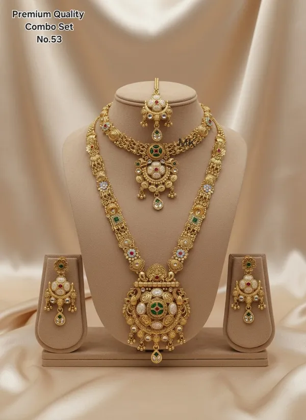 High_Gold_Pleated_Necklace_Combo_Set__For_Women