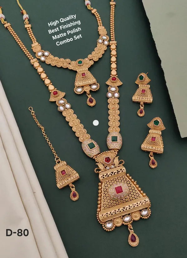 High_Gold_Pleated_Necklace_Combo_Set_Premium_Quality_For_Women