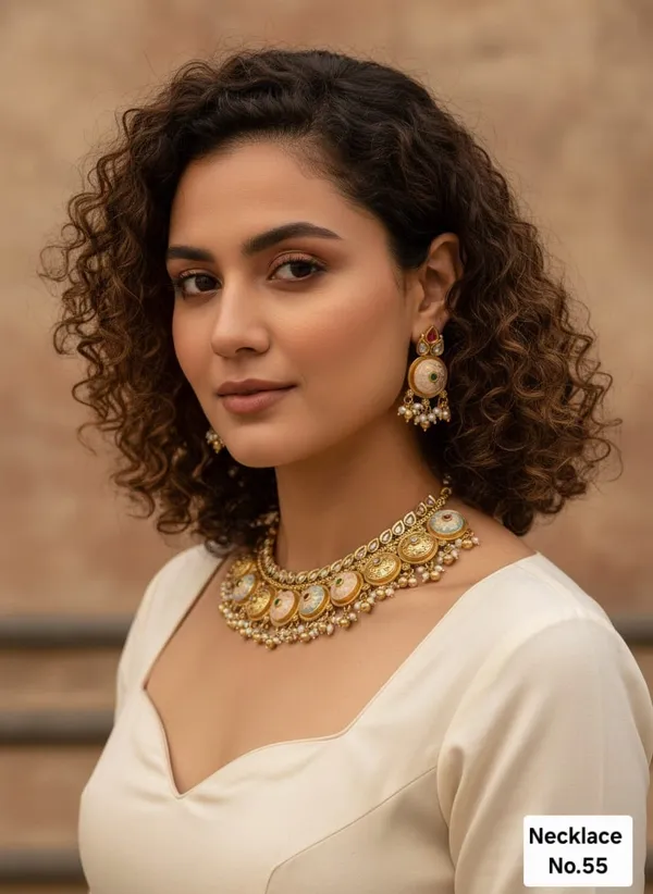 High_Gold_Pleated_Necklace_Premium_Quality_For_Women