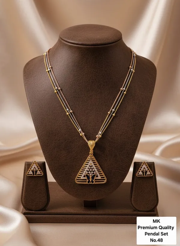 High_Gold_Pleated_Pendant_Set_Premium_Quality_For_Women