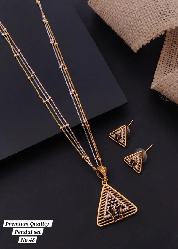 High_Gold_Pleated_Pendant_Set_Premium_Quality_For_Women