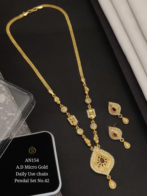 High_Gold_Pleated_Pendant_Set_Premium_Quality__For_Women