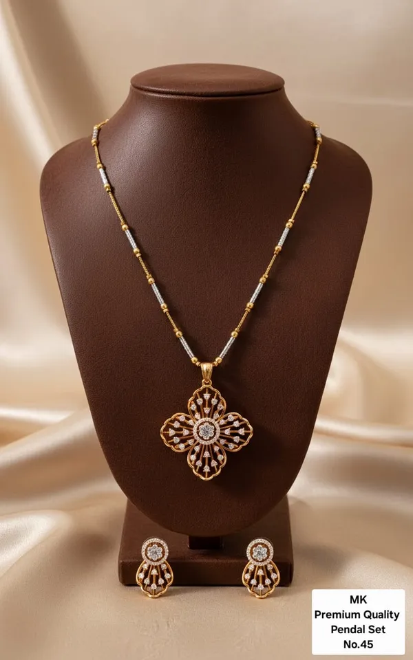 High_Gold_Pleated_Pendant_Set_Premium_Quality_For_Women