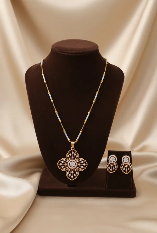 High_Gold_Pleated_Pendant_Set_Premium_Quality_For_Women