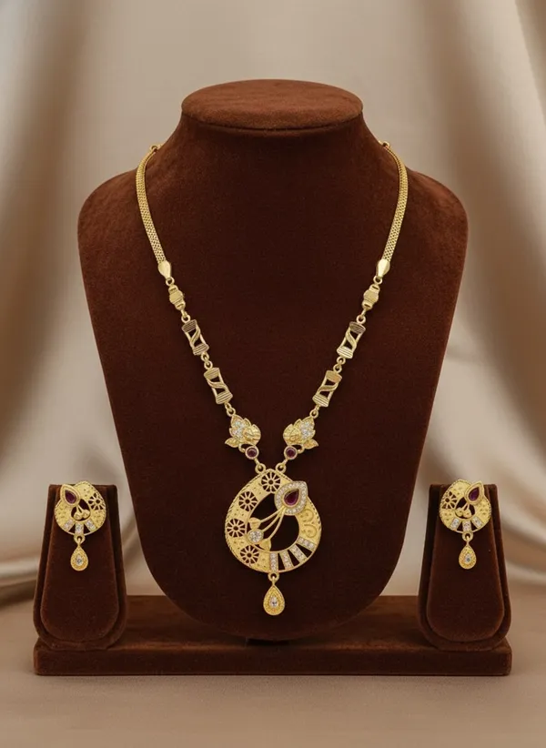 High_Gold_Pleated_Daily_Wear_Pendant_Set_Premium_Quality_For_Women
