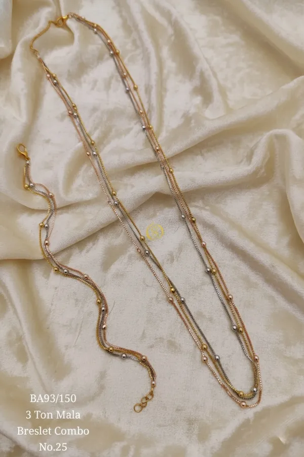 High_Gold_Pleated_Chain_And_Breslet_Premium_Quality_For_Women