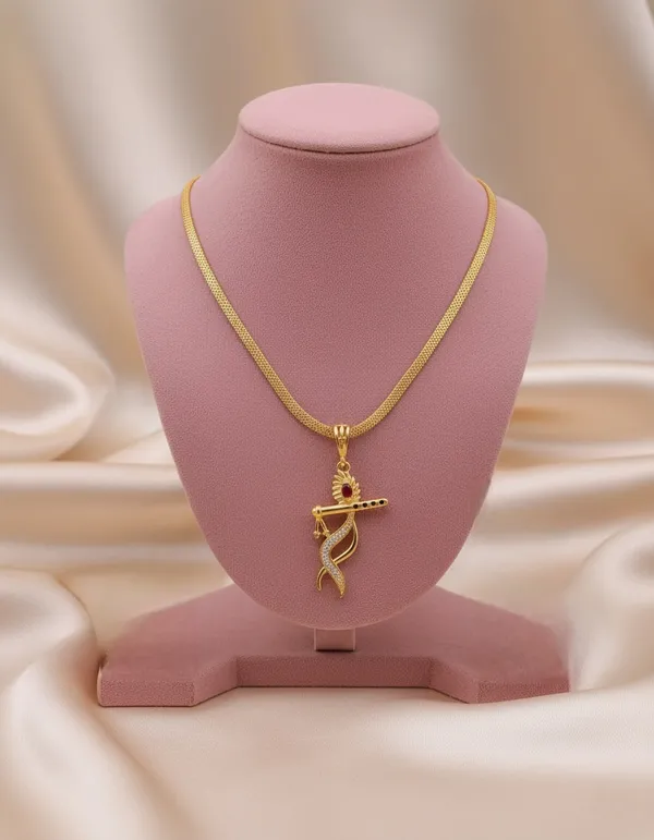 High_Gold_Pleated_Chein_Pendant_For_Women