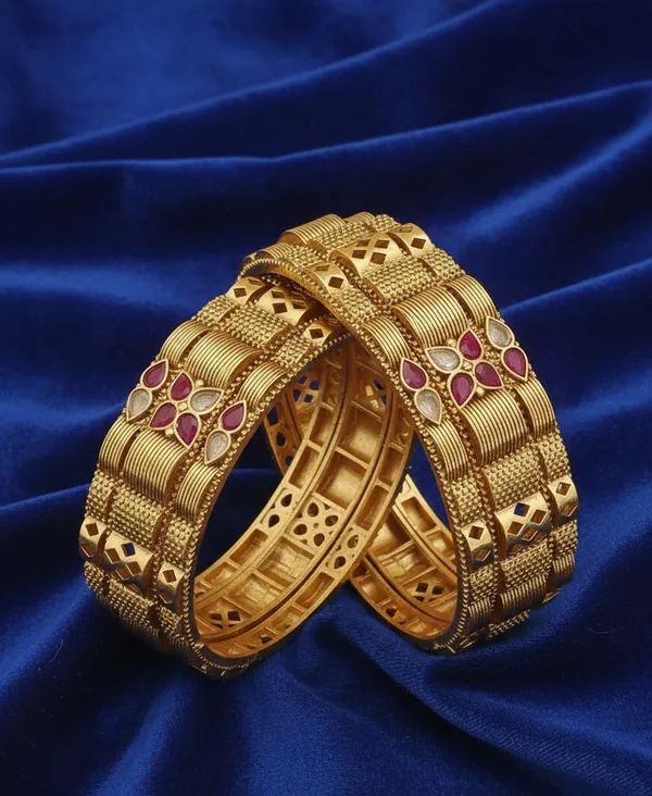 High_Gold_Pleated_6Pis_Bangels_Set_For_Women
