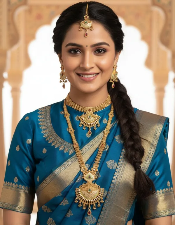 Gold_Pleated_Necklace_Combo_Set_Premium_Quality_For_Women
