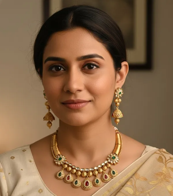 High_Gold_Pleated_Necklace__For_Women