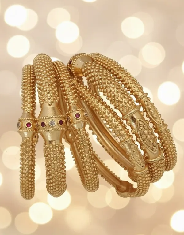 High_Gold_Pleated_6Pis_Bangels_Set_For_Women