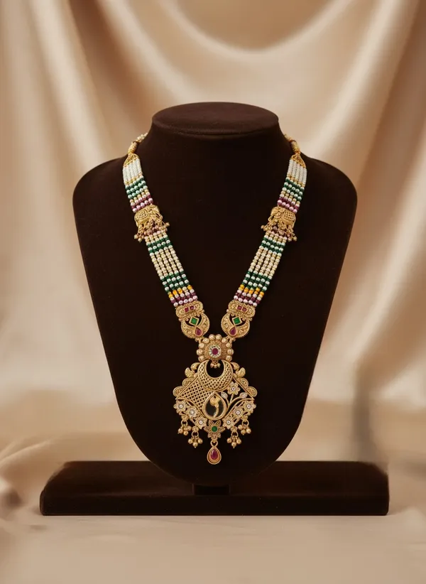 Gold_Pleated_Long_Moti_Necklace_Premium_Quality_For_Women