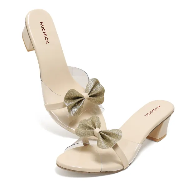 Beige_Bow_Detail_Block_Heel_Sandals_For_Women
