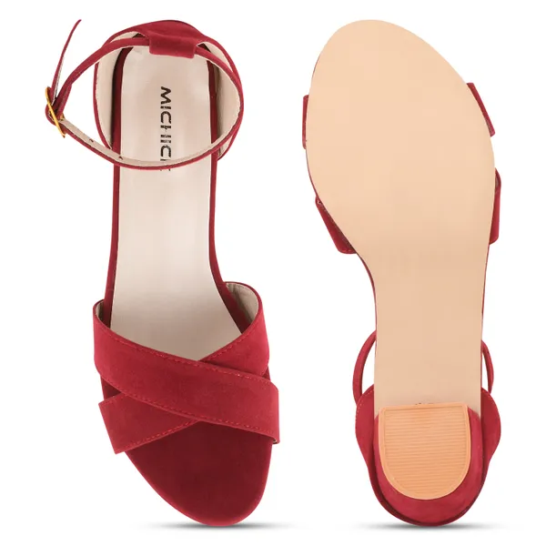 Red_Suede_Block_Heel_Sandals_For_Women