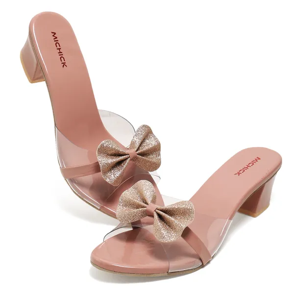 Pink_Heeled_Sandals_With_Glitter_Bow_For_Women