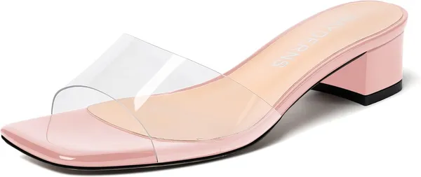 Pink_Clear_Strap_Block_Heel_Sandals_For_Women