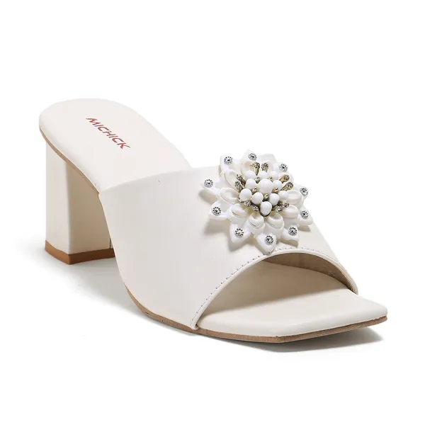 White_Embellished_Block_Heel_Mules_For_Women
