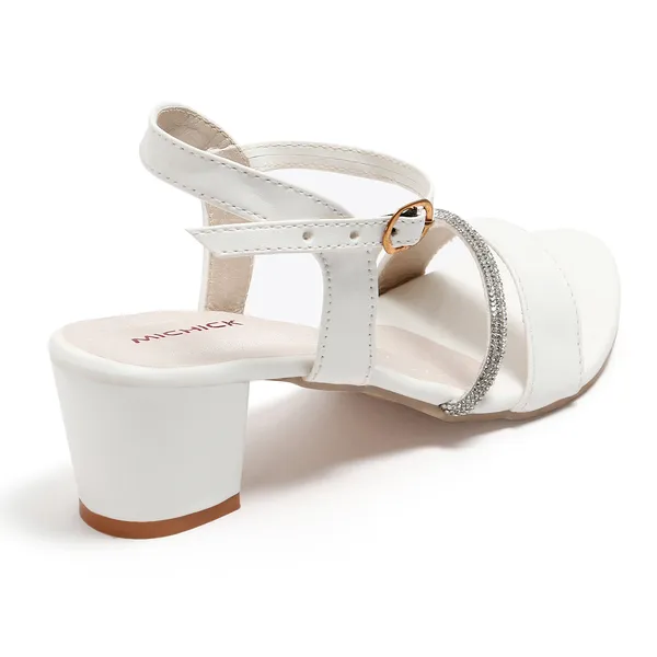 White_Block_Heel_Sandals_With_Embellished_Straps_For_Women