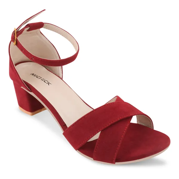 Red_Suede_Block_Heel_Sandals_For_Women