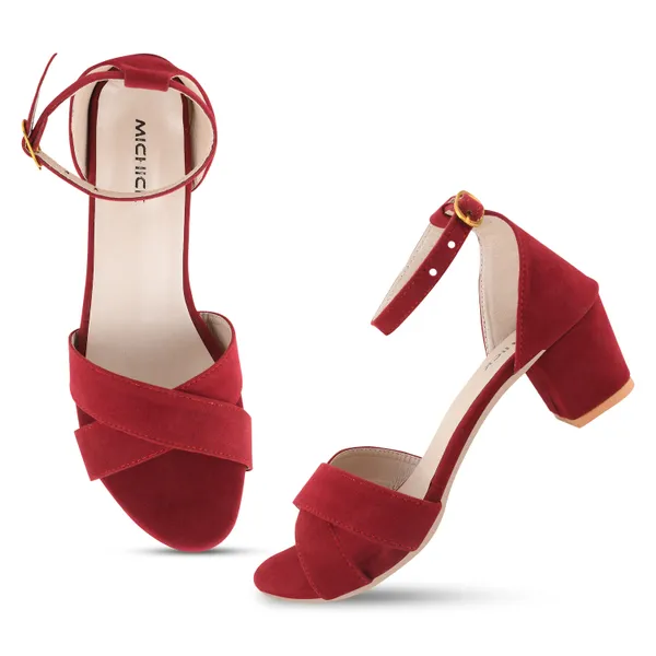 Red_Suede_Block_Heel_Sandals_For_Women