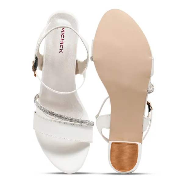 White_Block_Heel_Sandals_With_Embellished_Straps_For_Women