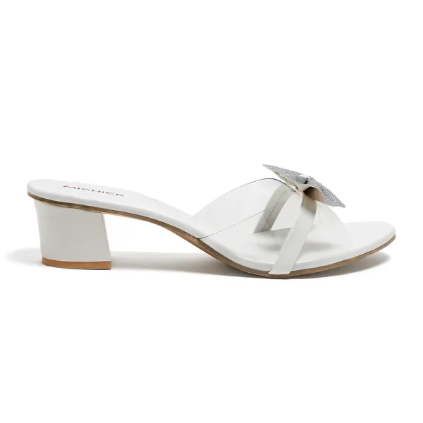 White_Block_Heel_Bow_Detail_Sandals_For_Women